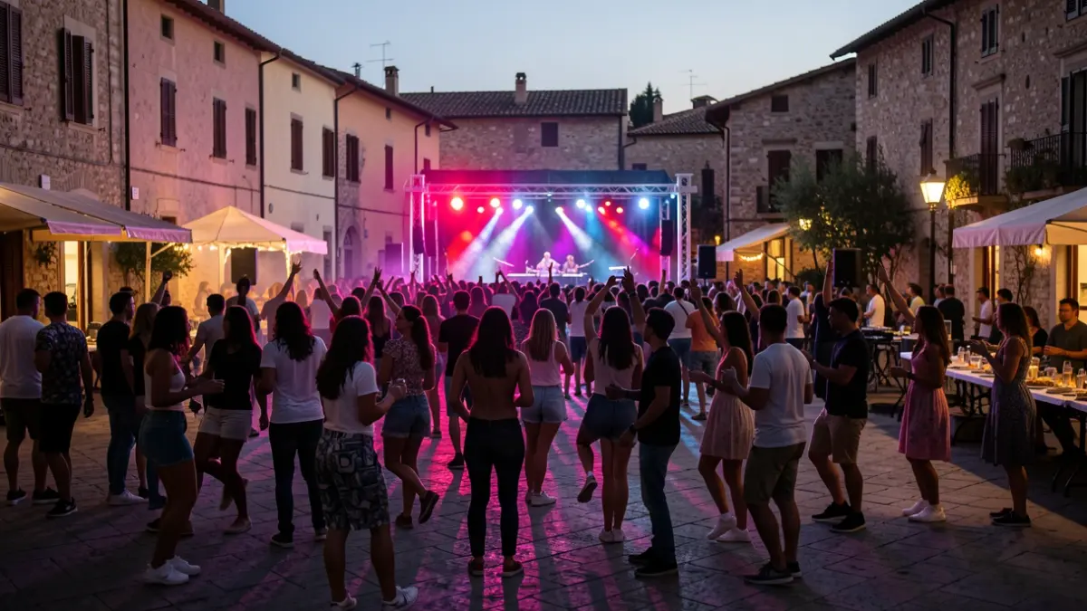 Imagen genérica de un festival juvenil al aire libre al atardecer.