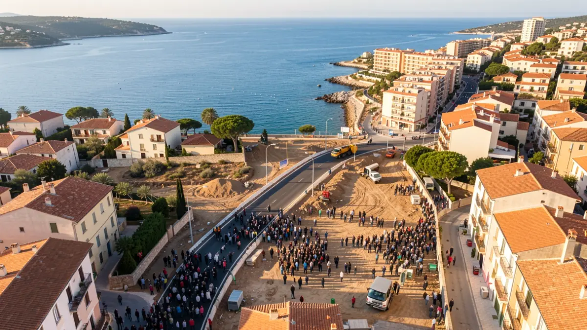 Imatge genèrica d'obres de construcció d'una carretera en un municipi costaner mediterrani.