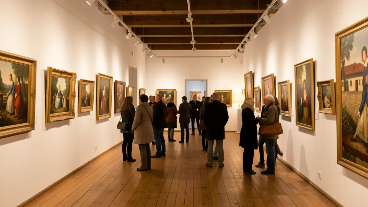 Vista interior de l'espai expositiu La Casilla a Benidorm amb diverses obres d'art a les parets.
