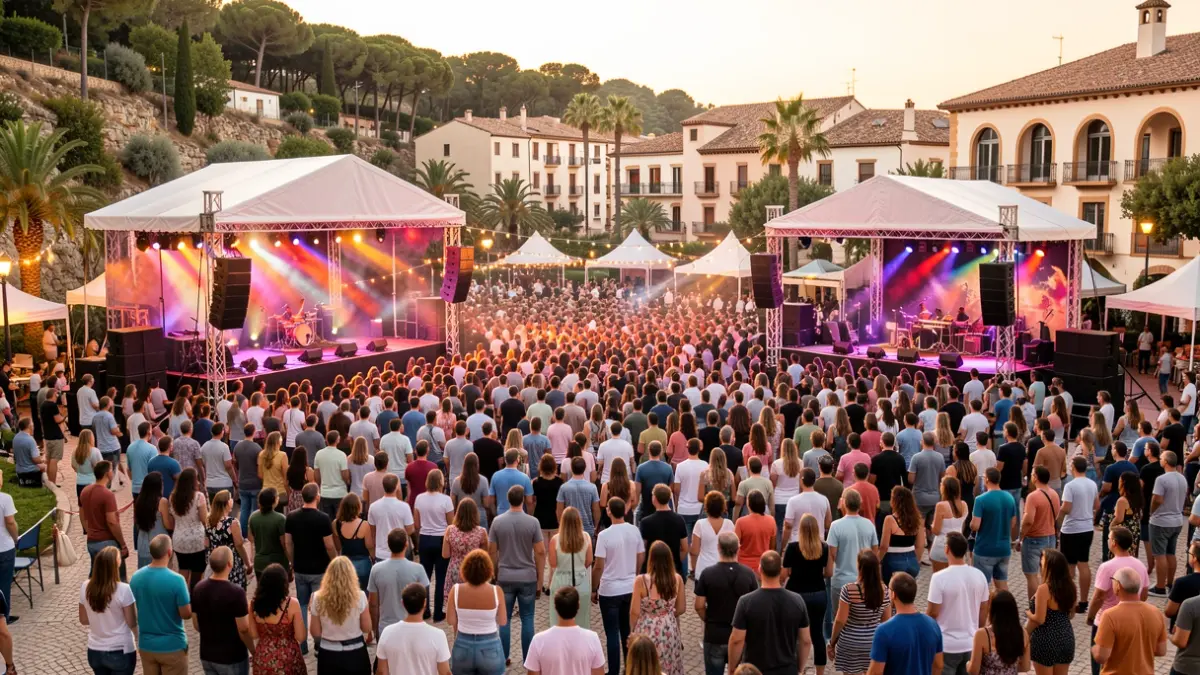 Imagen genérica de un festival de música en Torrent con escenarios y público.