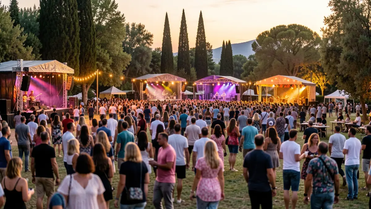 Imagen genérica de un festival de música al aire libre al atardecer.