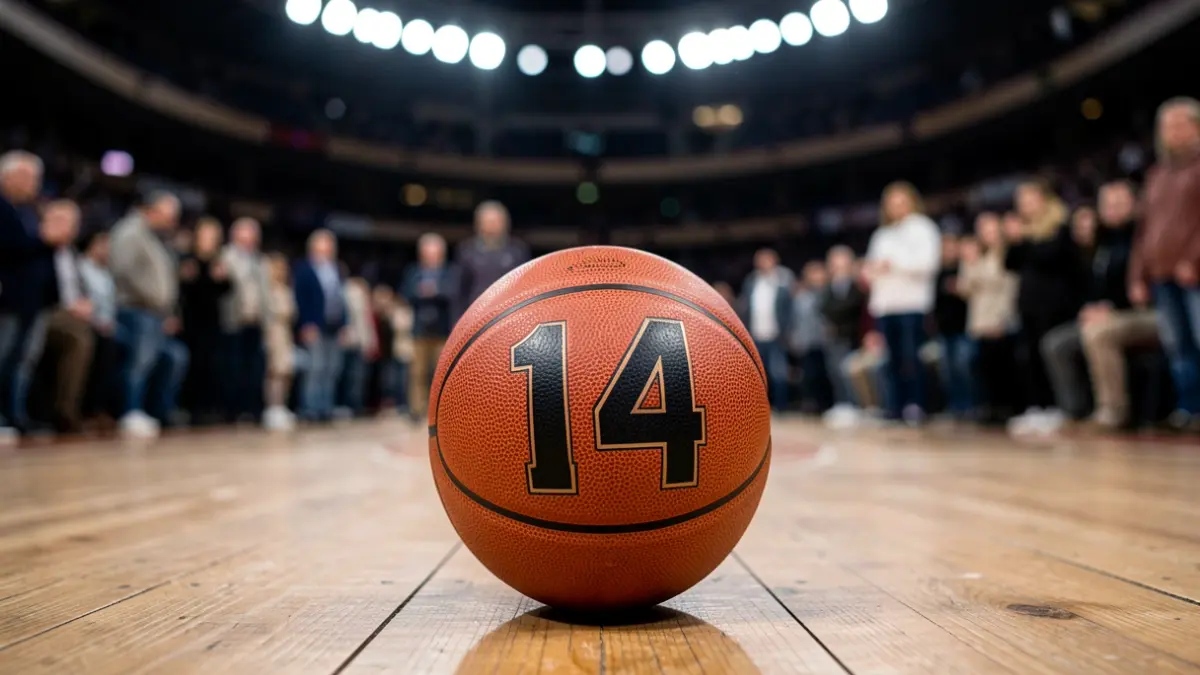 Generic image of a basketball with the number 14.