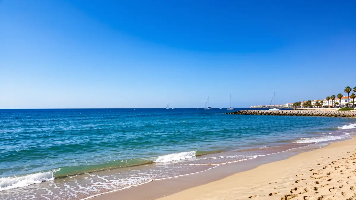 Imatge genèrica del cel blau i la costa de Santa Pola amb sol.
