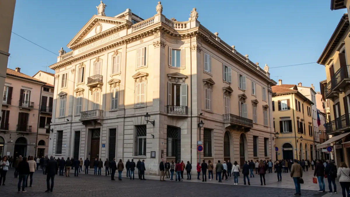 Imatge genèrica d'un edifici modernista en una plaça.