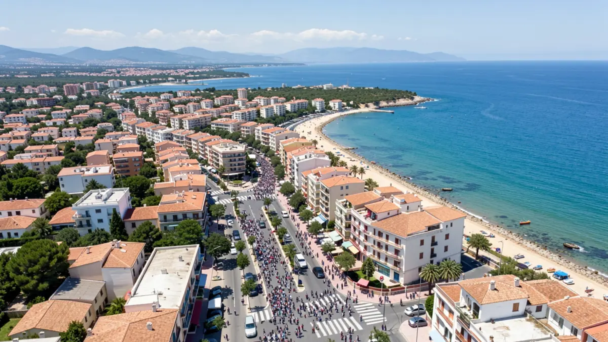 Aerial view of Burriana's coast with urban development.