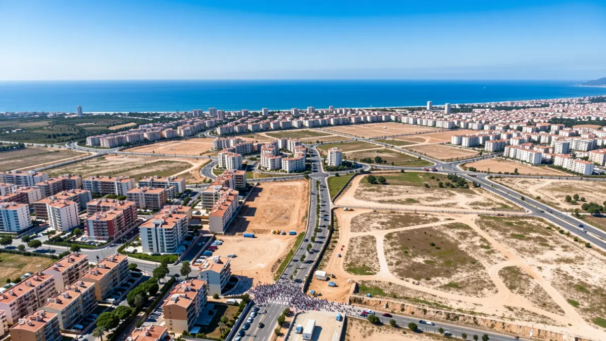 Vista aérea de una zona de actuación urbanística costera en la Comunitat Valenciana.