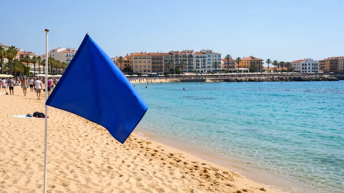 Imatge genèrica de la platja de Borriana amb la Bandera Q de Qualitat Turística.
