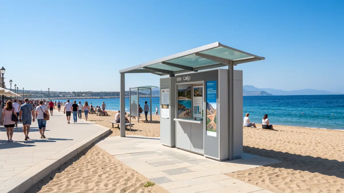 Imatge d'un nou mòdul d'informació turística a la platja de Calp.