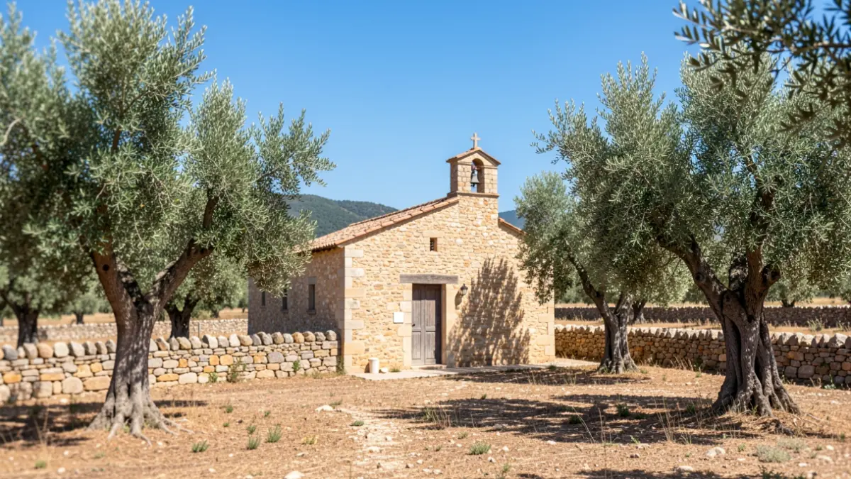 Generic image of the Sant Pau hermitage in Albocàsser on a sunny day.