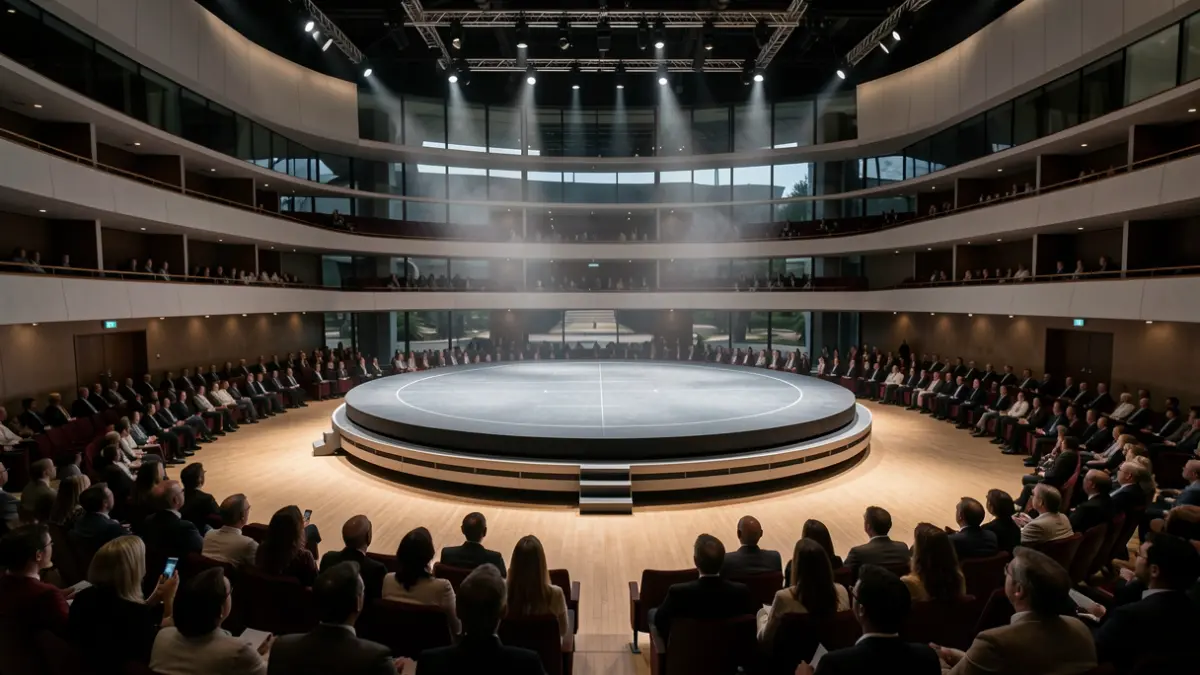 Generic image of an opera stage with a large revolving ring.