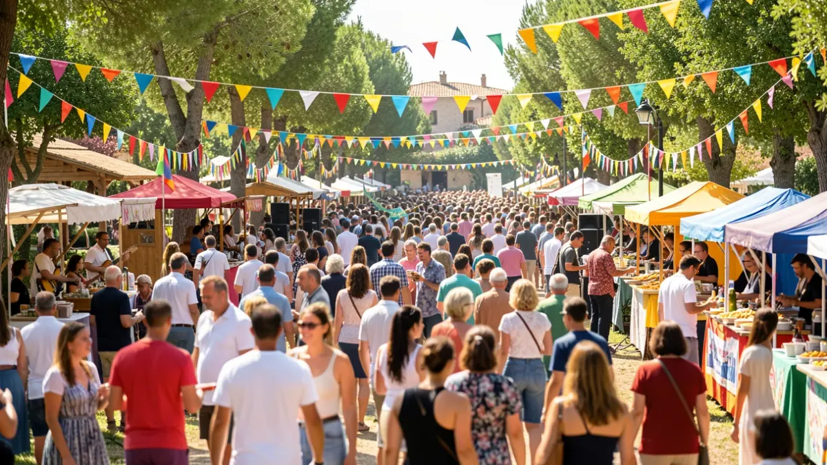 Imagen genérica de un festival cultural al aire libre con actuaciones y puestos.