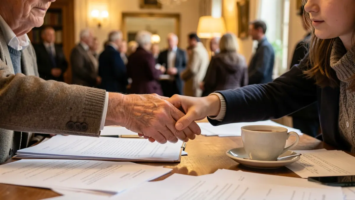 Generic image representing the intergenerational connection between an elderly person and a student.