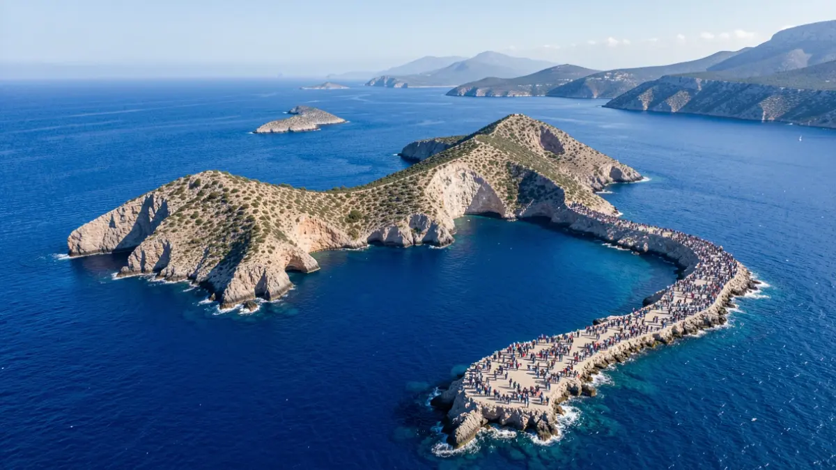 Vista aèria de les Illes Columbretes en el Mediterrani.
