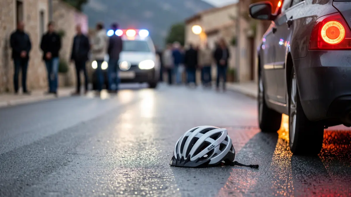 Imatge genèrica d'un accident de trànsit amb un ciclista i un cotxe.