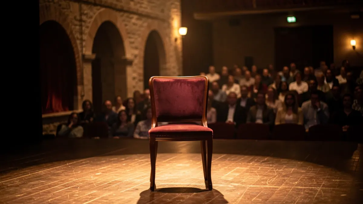 Imatge genèrica d'un escenari de teatre amb una butaca buida.