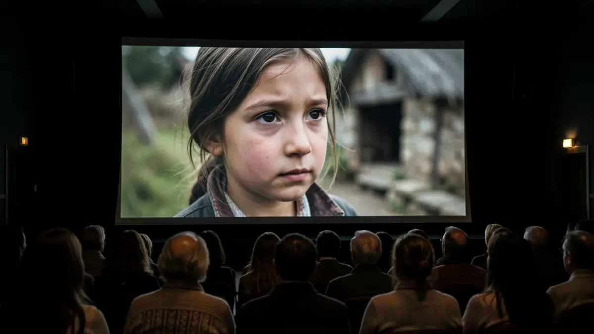 Generic image of a cinema screen showing a young girl's portrait.