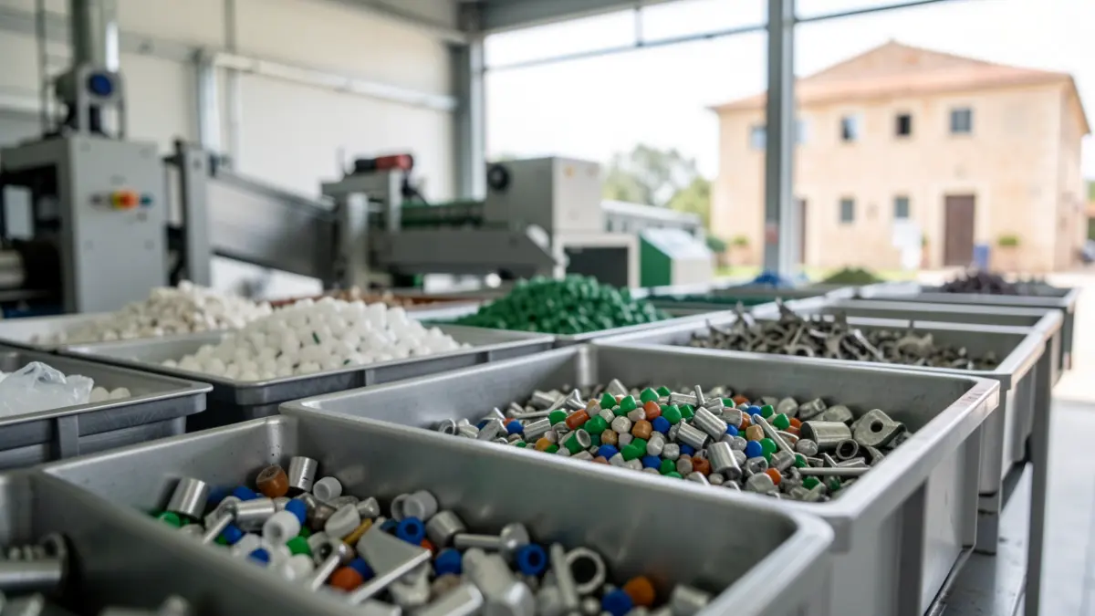Imatge genèrica de materials de rebuig industrials classificats per a la reutilització en una planta de reciclatge.