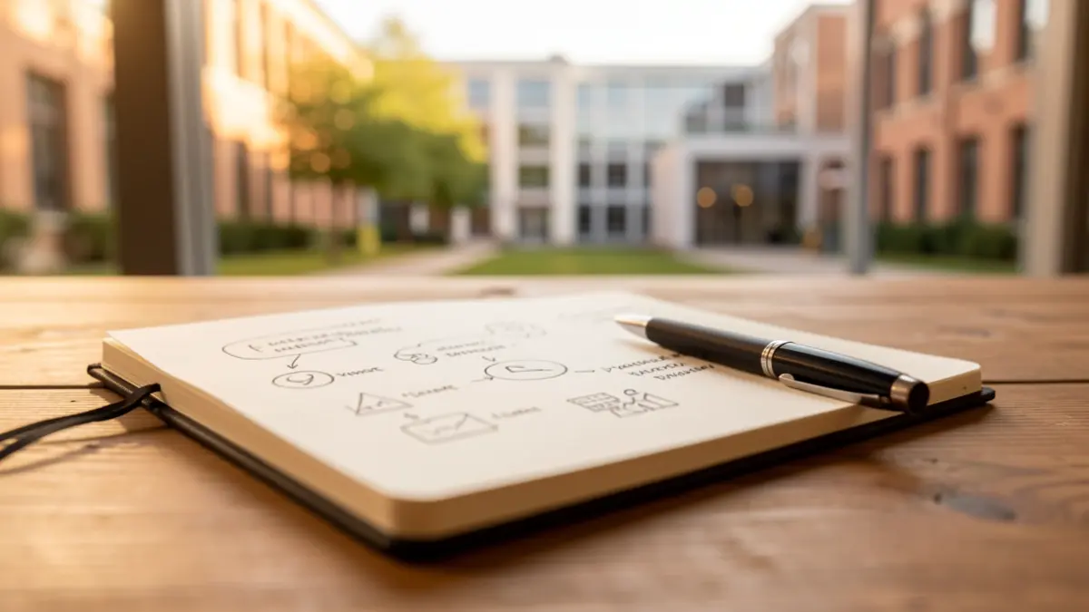 Generic image of a desk with entrepreneurship materials.