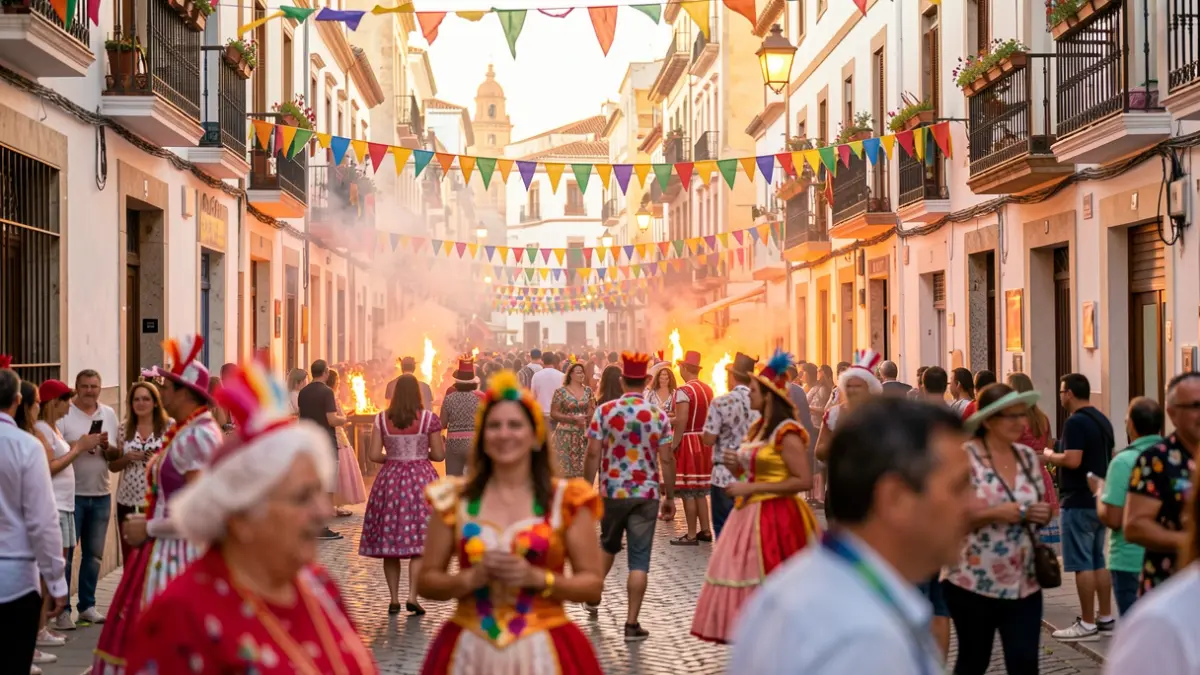 Generic image of the Fogueres festival in Alicante, showing a festive atmosphere and architecture.
