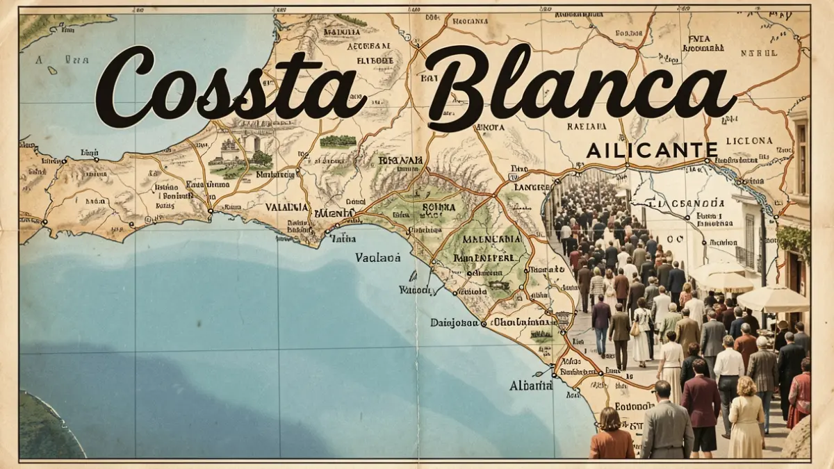 Mapa antic de la costa mediterrània entre València i Alacant, destacant la Costa Blanca.