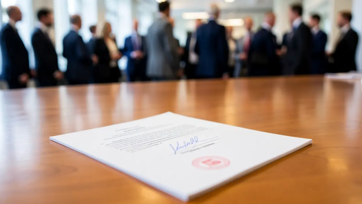 Generic image of an official document with a stamp.