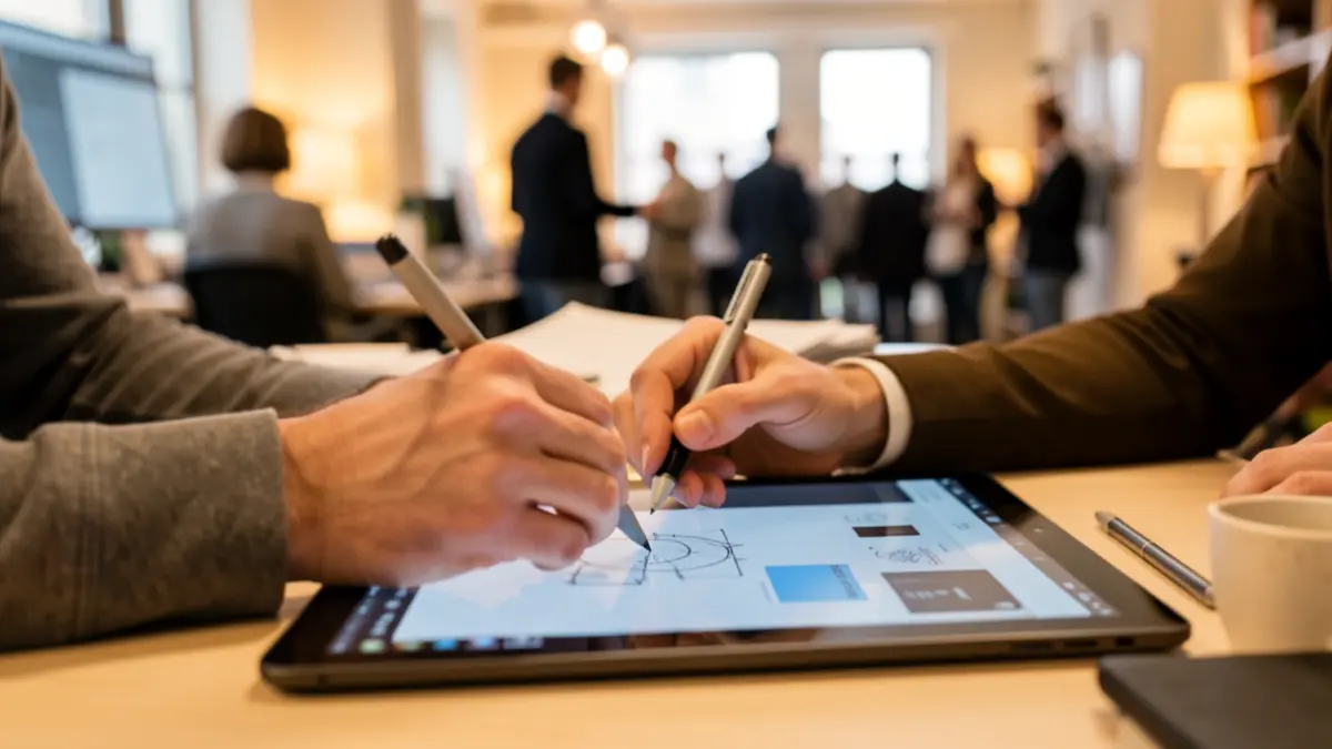 Generic image of a design professional working on a digital tablet.