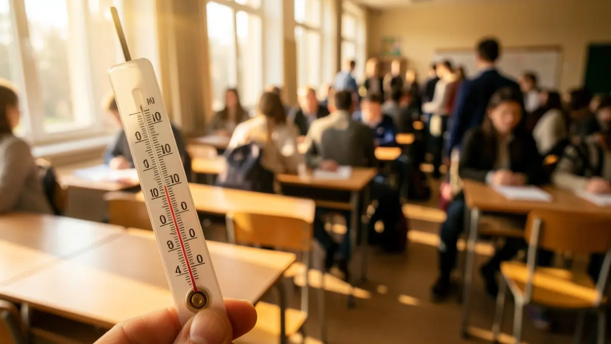 Imagen genérica de un termómetro marcando alta temperatura en un aula.