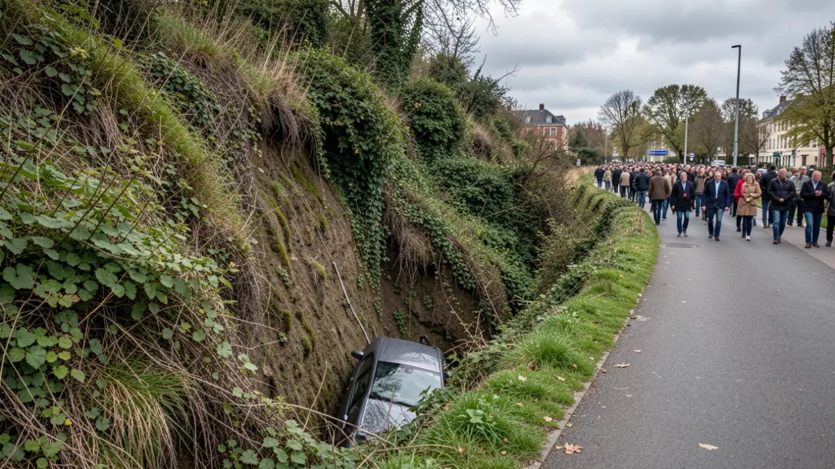 Generic image of an embankment with an overturned vehicle.