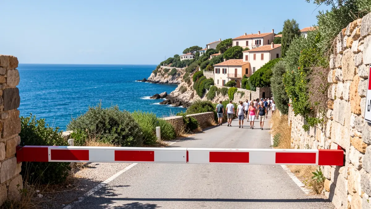 Generic image of a traffic barrier on a coastal road.
