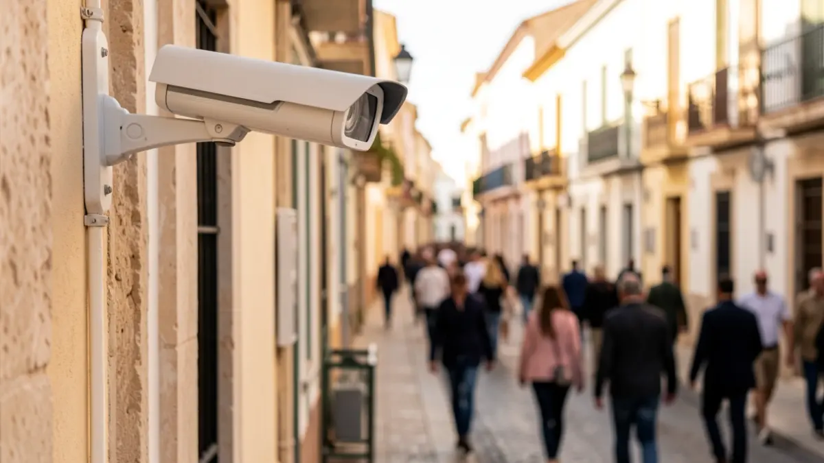 Surveillance camera on a building in Dénia.