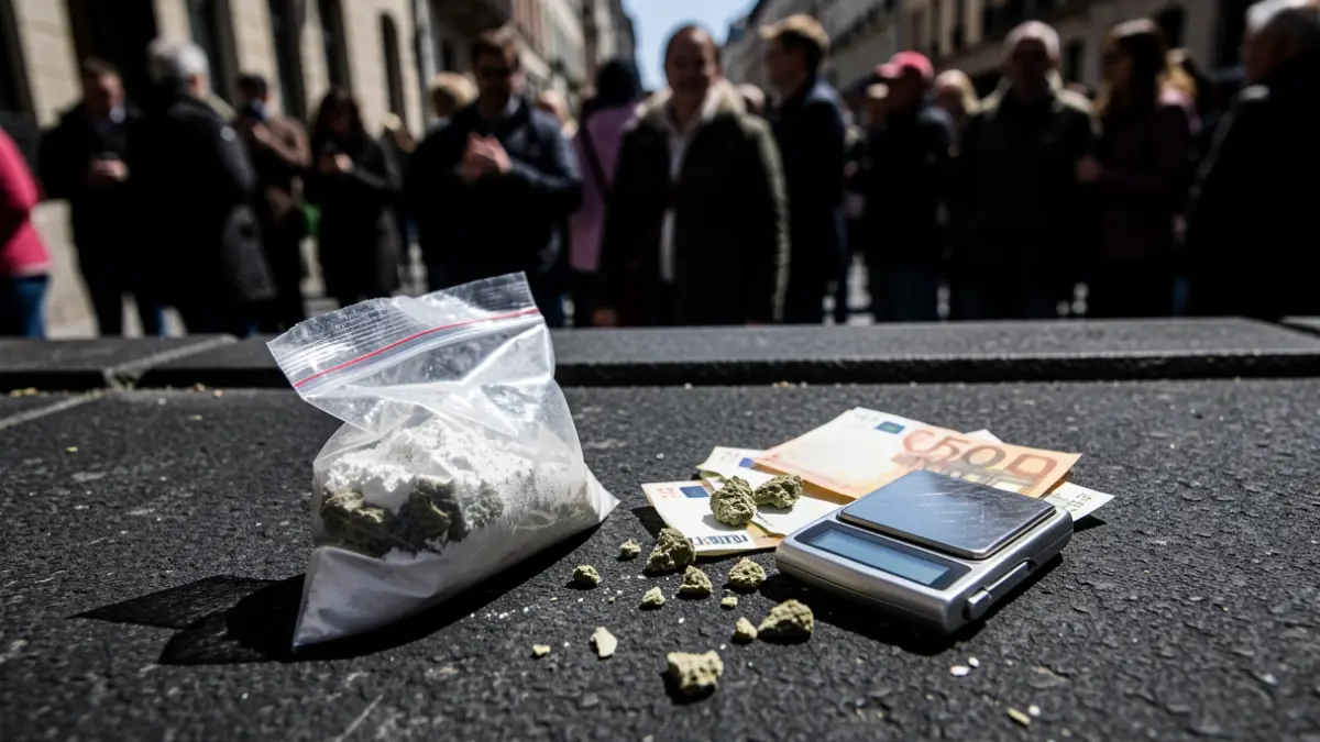 Generic image of drugs, money, and a precision scale.
