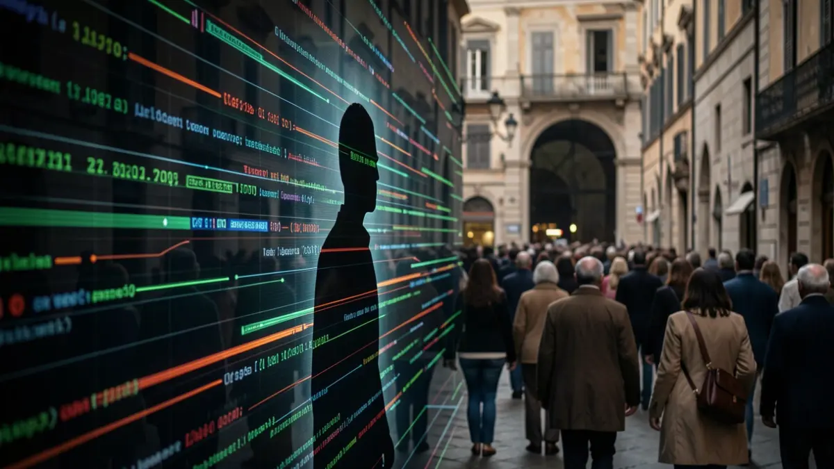 Imagen genérica de flujos de datos digitales con una atmósfera oscura.