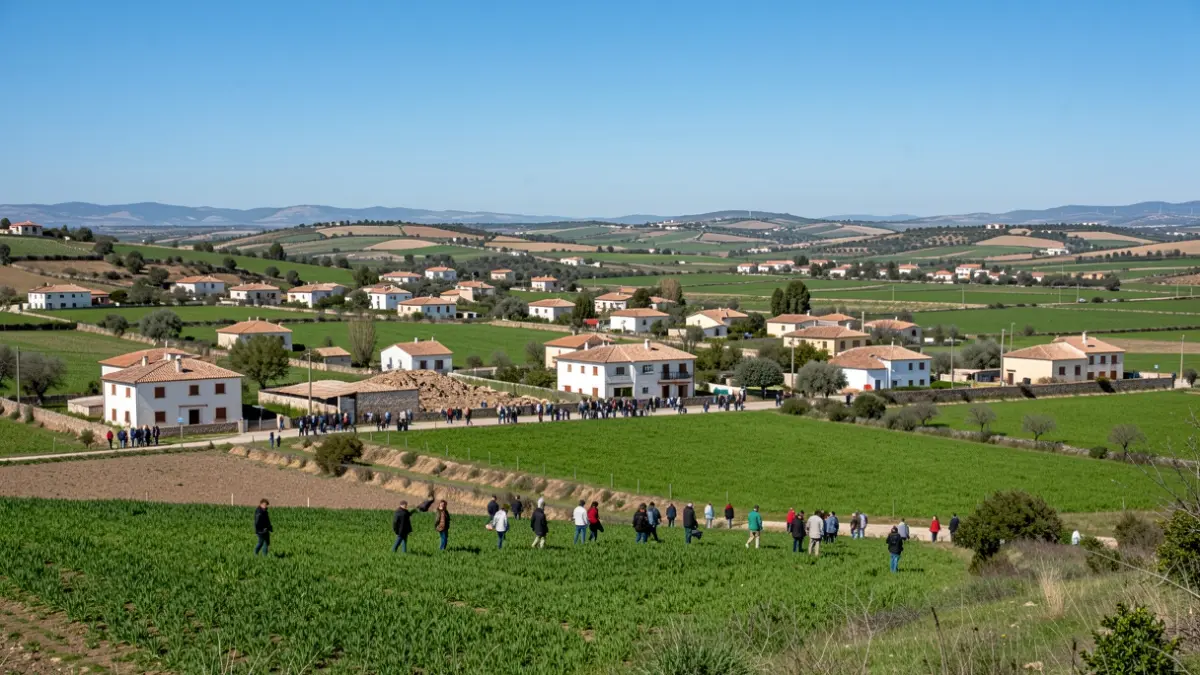 Imatge genèrica de paisatge rural a l'interior de la Comunitat Valenciana amb cases disperses.