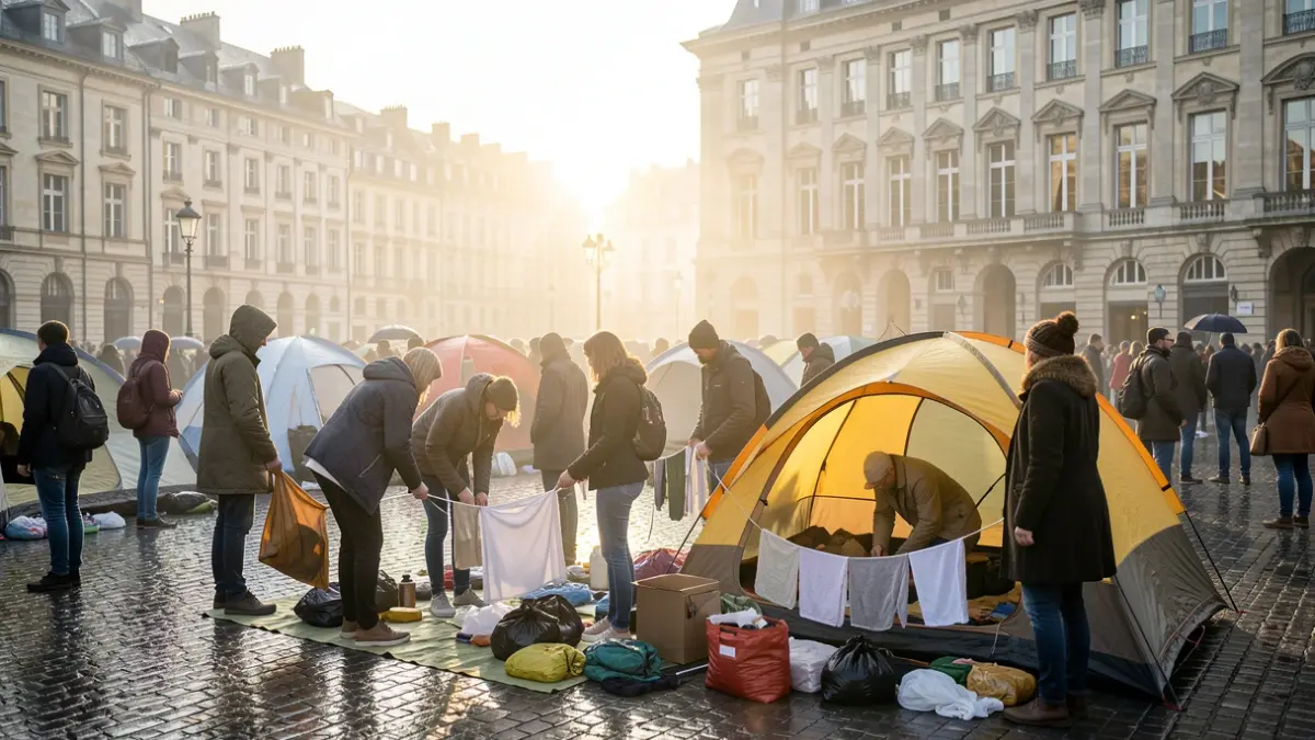 Generic image of a teachers' strike encampment.