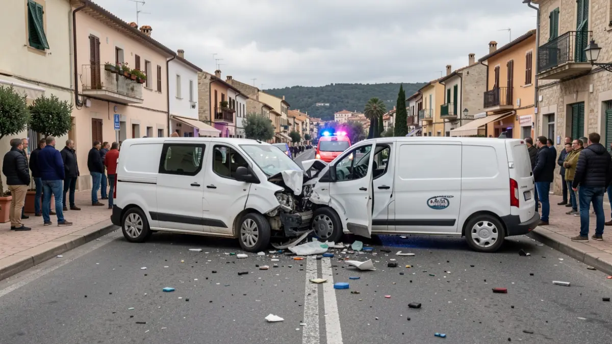 Imatge genèrica d'un accident de trànsit amb dos furgonetes implicades.