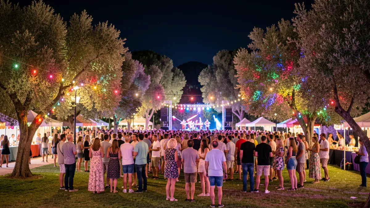 Imatge genèrica d'un festival a l'aire lliure amb llums nocturnes.
