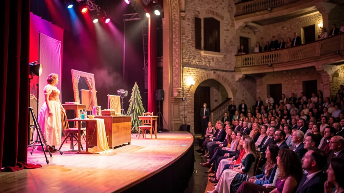 Generic image of a theater stage with dance and performance elements, celebrating the performing arts.