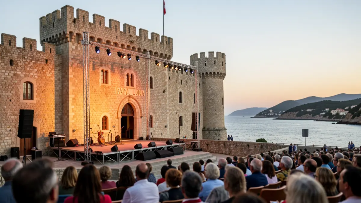 Imatge genèrica del Castell de Peníscola amb un escenari instal·lat.