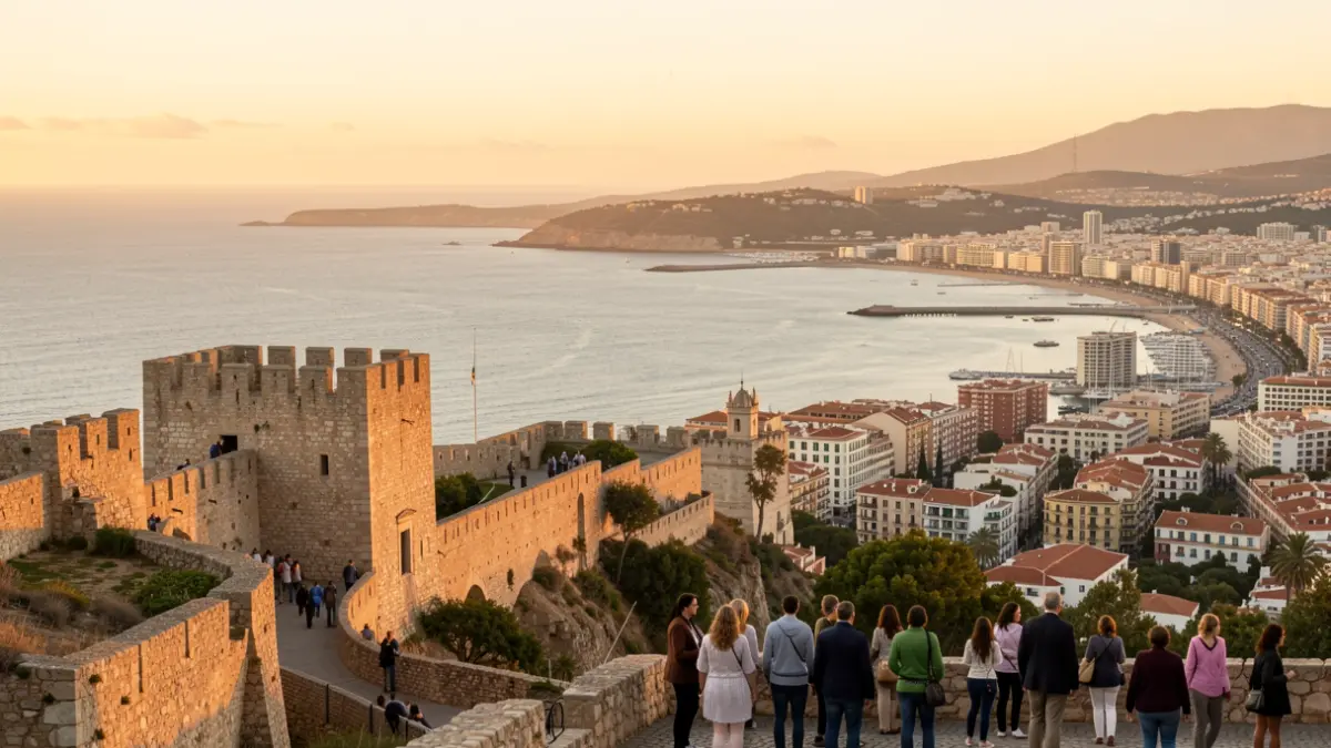 Vista del Castell de Santa Bàrbara a Alacant durant la posta de sol.