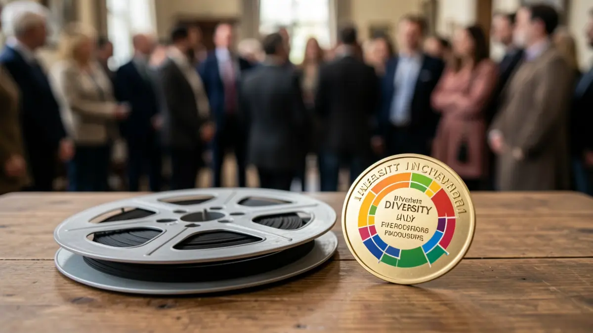 Imagen genérica de un premio a la inclusión y un carrete de película.