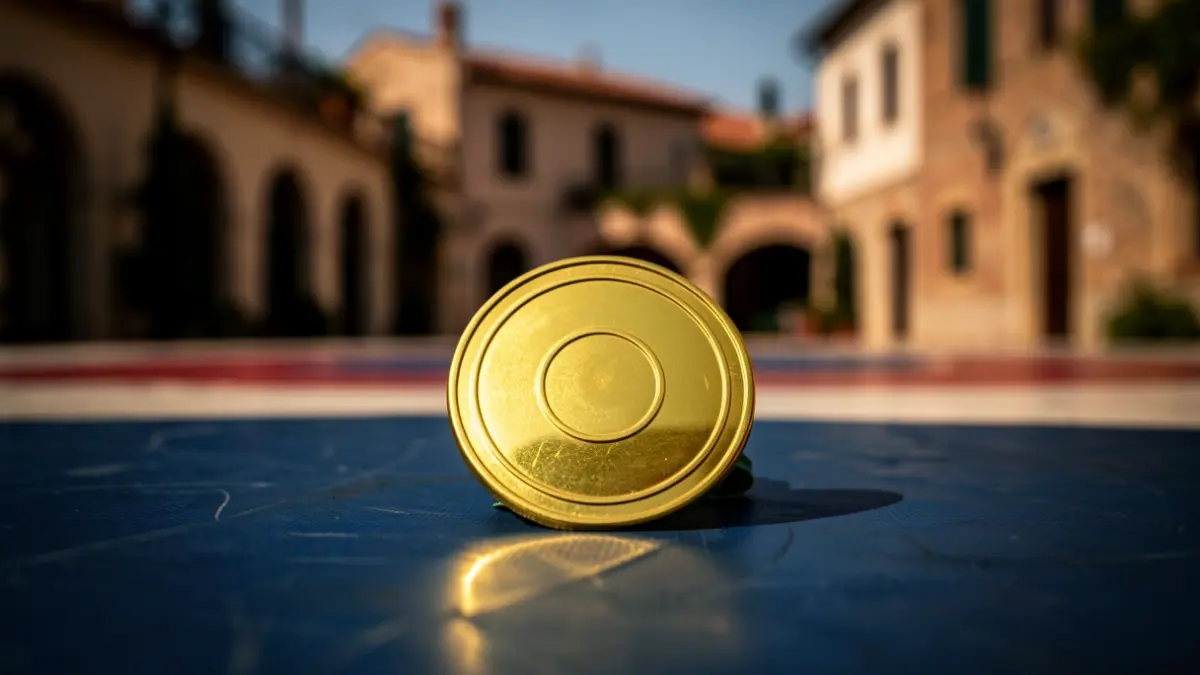 Imatge genèrica d'una medalla d'or sobre un tapet de lluita.