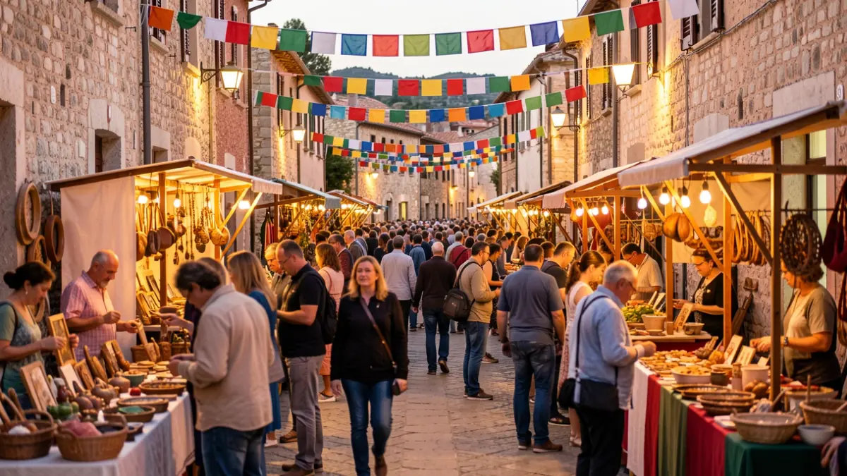 Imatge genèrica d'un festival cultural al carrer amb artesania i gastronomia.
