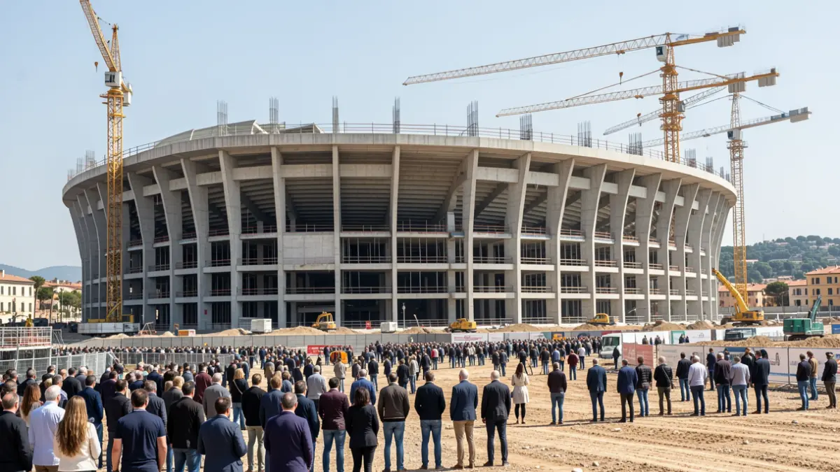 Generic image of the construction of a modern sports pavilion.