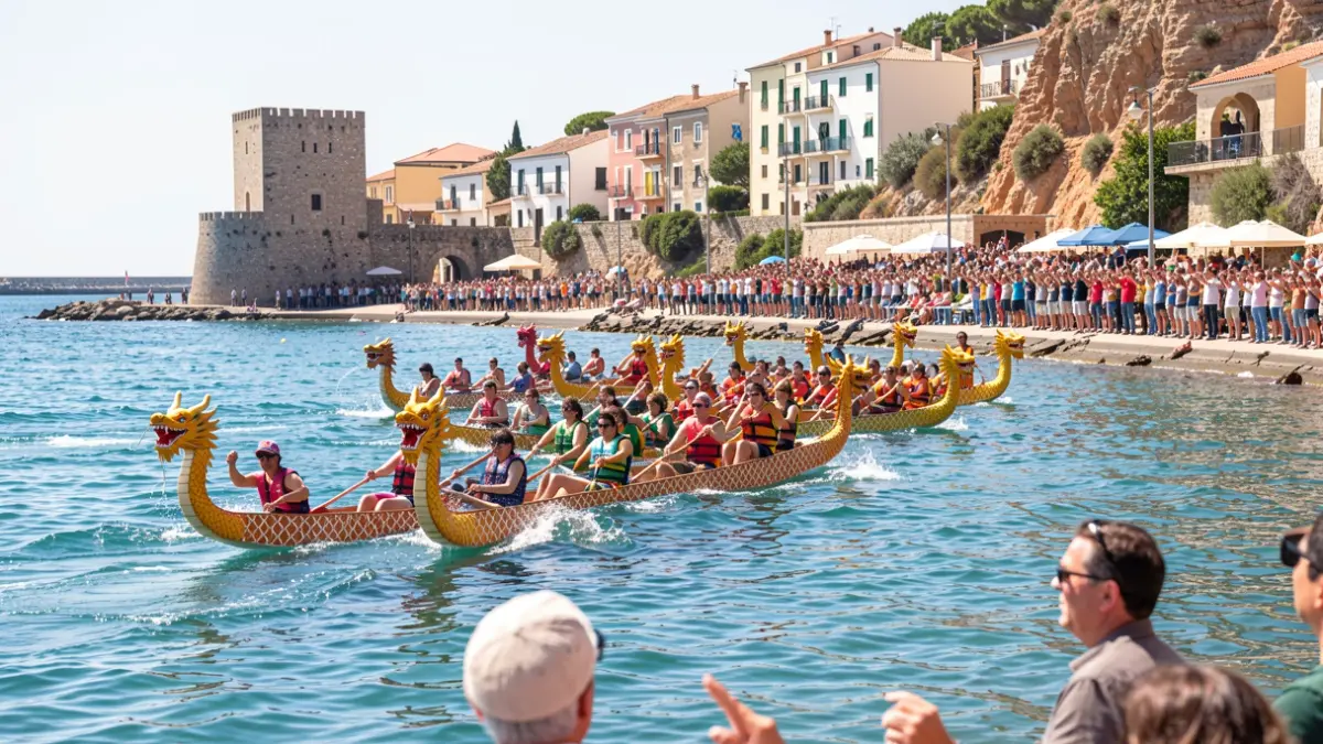 Imagen genérica de la carrera de botes de dragón en el Grau de Castelló.