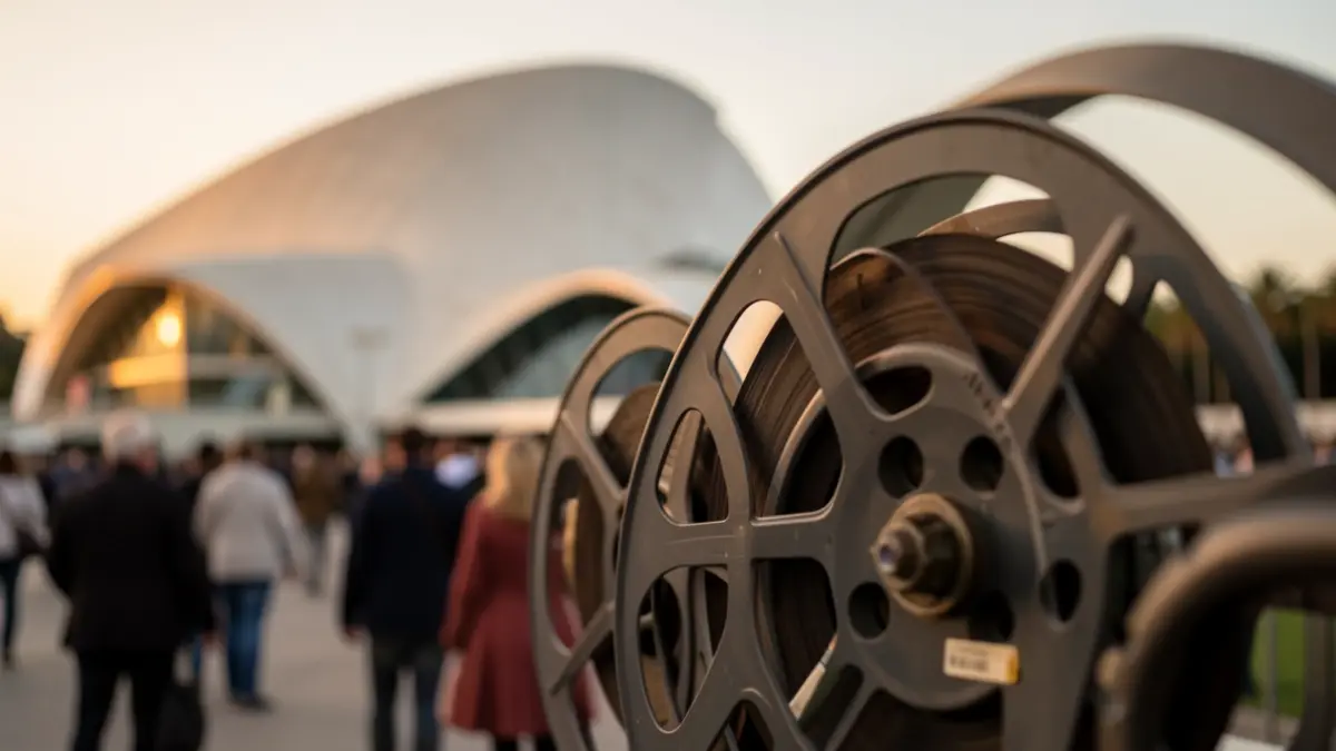 Imatge genèrica d'un rotllo de pel·lícula amb la Ciutat de les Arts i les Ciències de València al fons.