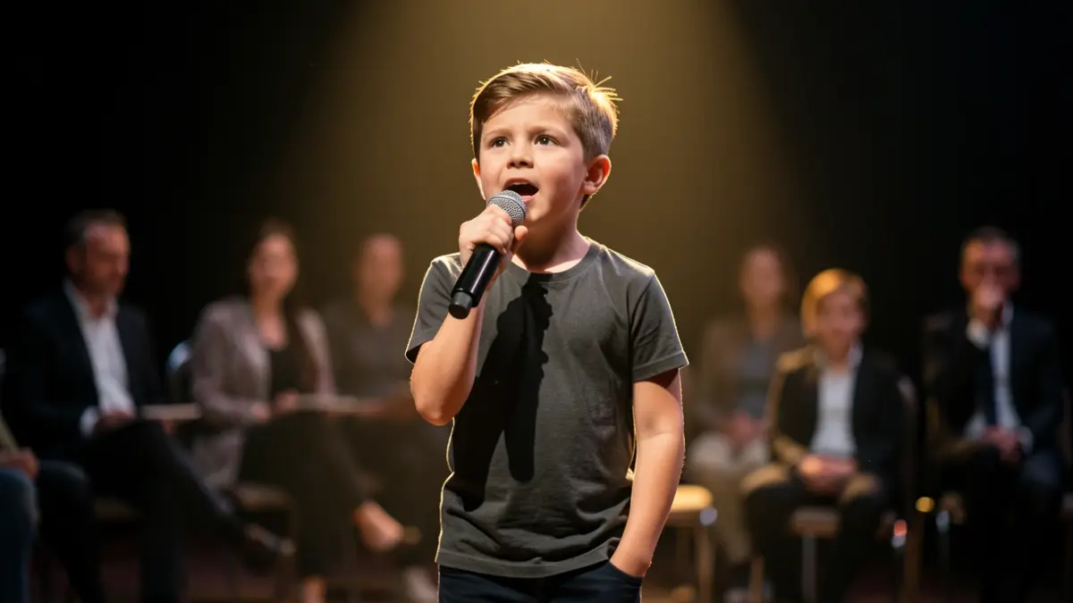 Imatge genèrica d'un jove cantant en un escenari de televisió.