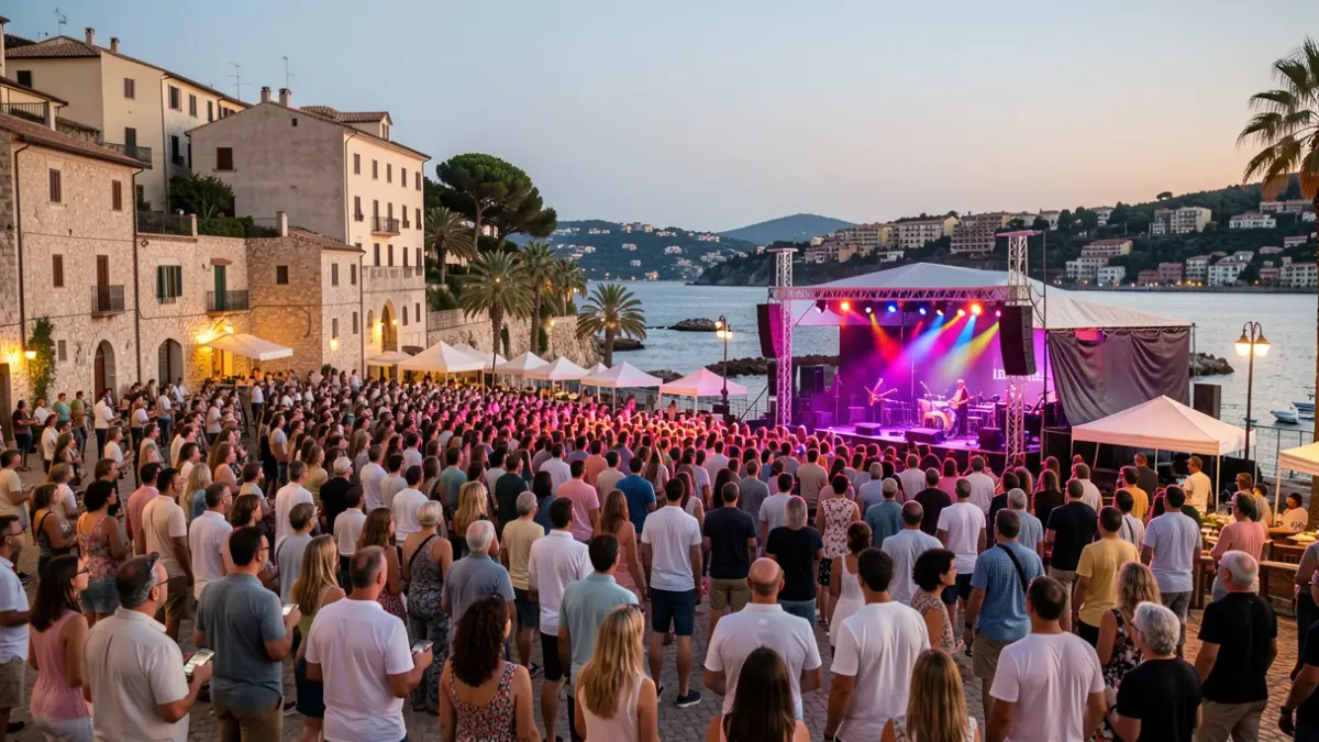 Imatge genèrica d'un festival de música a l'aire lliure al capvespre.