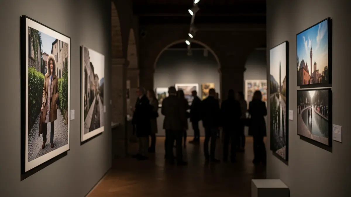 Imagen genérica de una sala de exposiciones de arte con obras fotográficas.