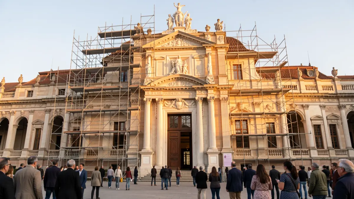 Imatge genèrica del Museu Nacional de Ceràmica i Arts Suntuàries González Martí, amb andamios per restauració.