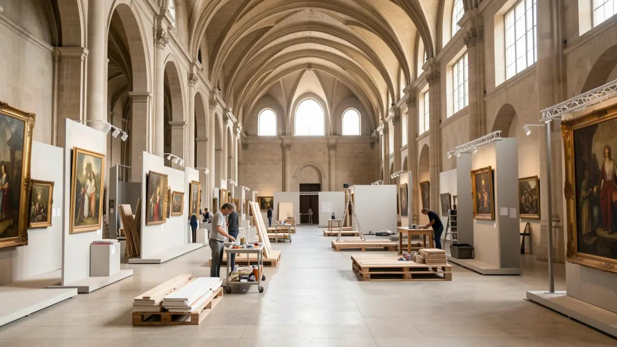 Imagen genérica de la preparación de una sala de exposiciones en el Museu de la Ciutat de València.
